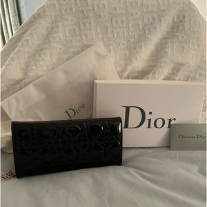 New Christian Dior, black patent, leather wallet